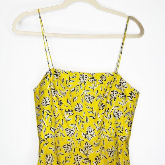 Alice + Olivia Glinda Yellow Floral Cotton Silk Blend Mini Fit and Flare Dress 8 - Picture 5 of 16